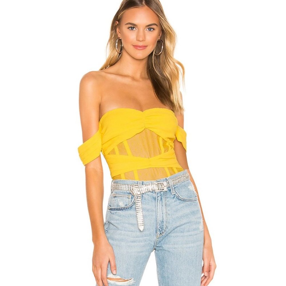 NBD Yellow Bodysuit Size M NEVER WORN